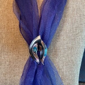 Vintage Silver Abstract Scarf Clip